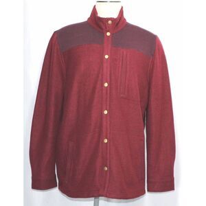 Carbon 2 Colbalt Maroon Snap Front Brushed Fleece Sweater‎ Jacket Mens Size XL